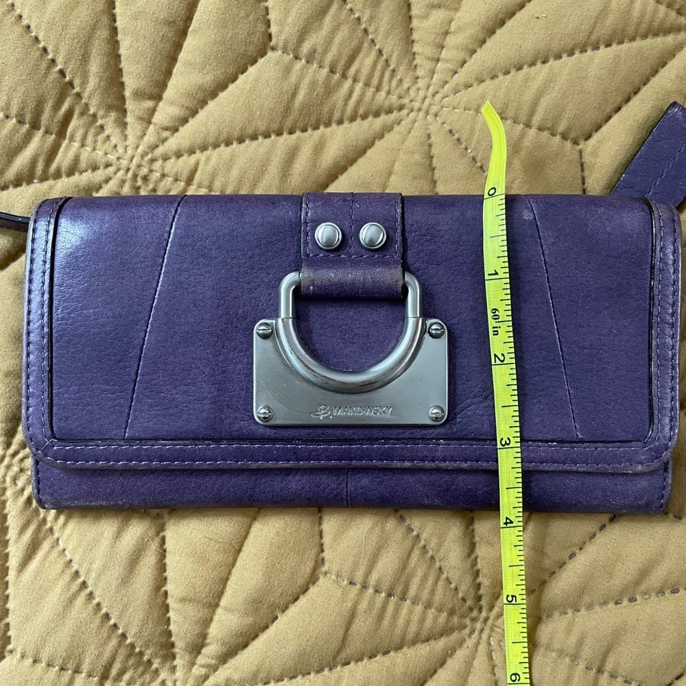 B. Makowsky Purple Leather Wallet with Silver Accents - Picture 7 of 7
